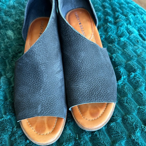 Lucky Brand Black Peep Toe Mules - Picture 3 of 7